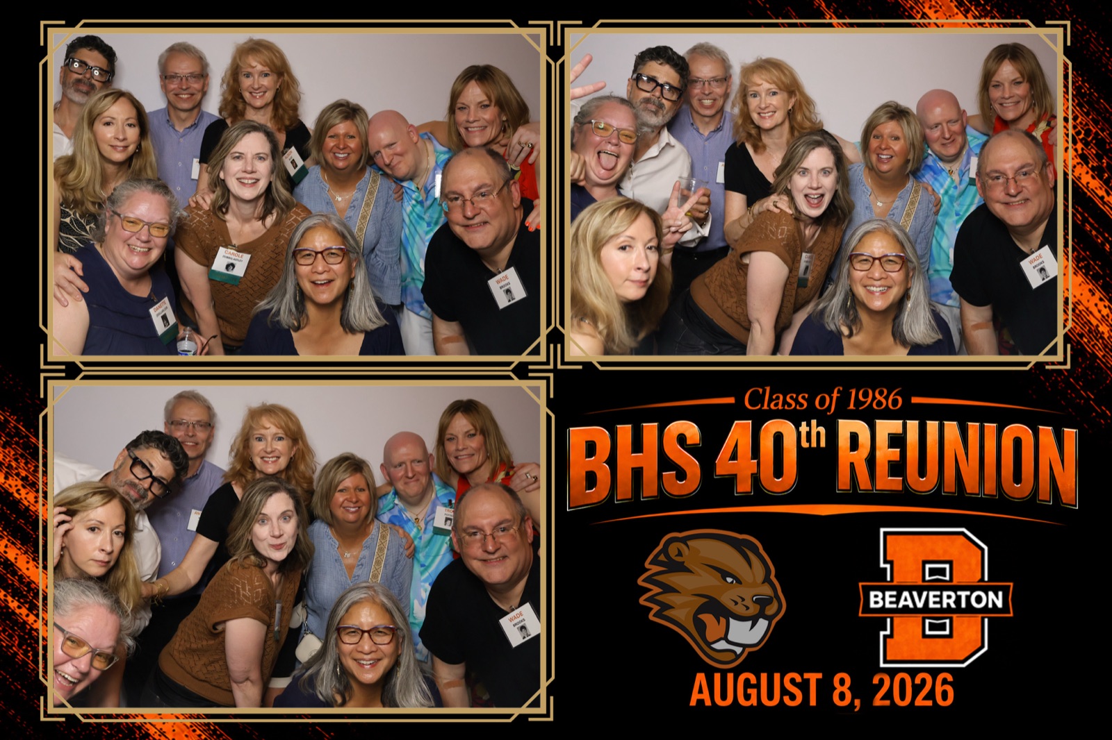Photo booth print from a Beaverton, Oregon high school reunion