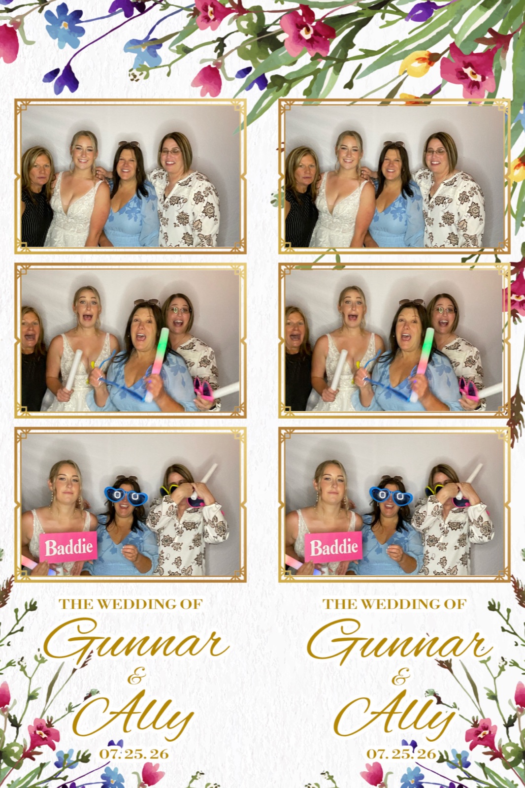 Photo booth print from Gunner and Ally's Oregon wedding