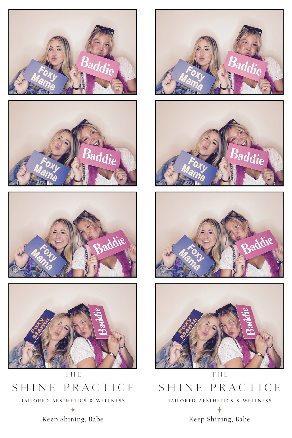 Two guests pose in a full Princess photo booth print from a Silverton event