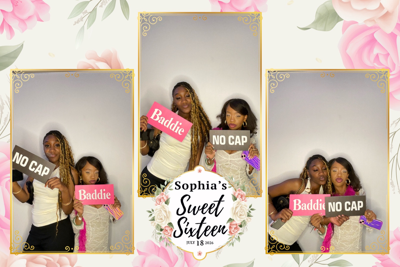Photo booth print from a Salem, Oregon sweet sixteen party