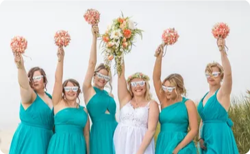 Wedding photography moments with bride and friends with perfect wedding planning solutions