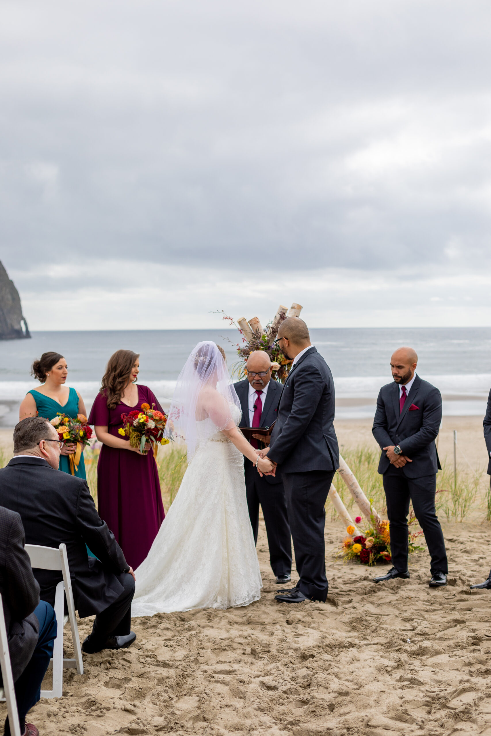 Beach wedding ceremony on the Oregon Coast