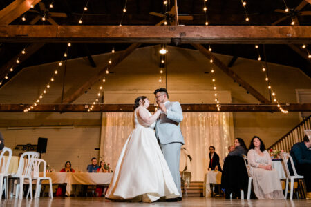 A couple take their first dance at Green Villa Barn in Independence, Oregon